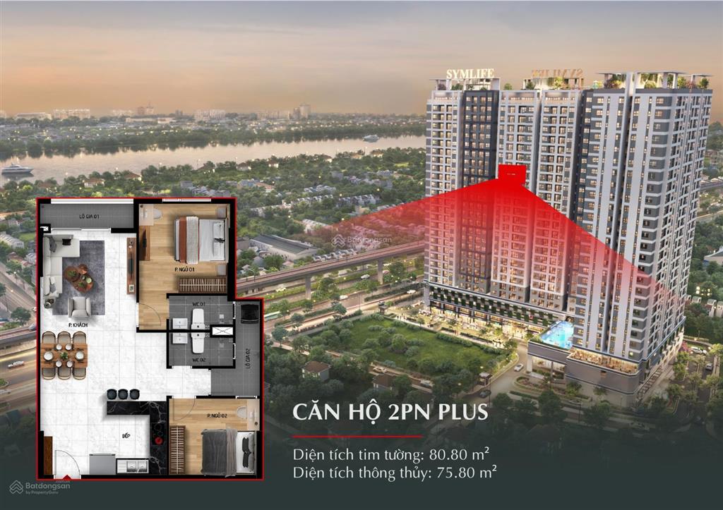 Hot bán căn 2pn plus 80,8m giá đợt đầu kèm ưu đãi 100 triệu
