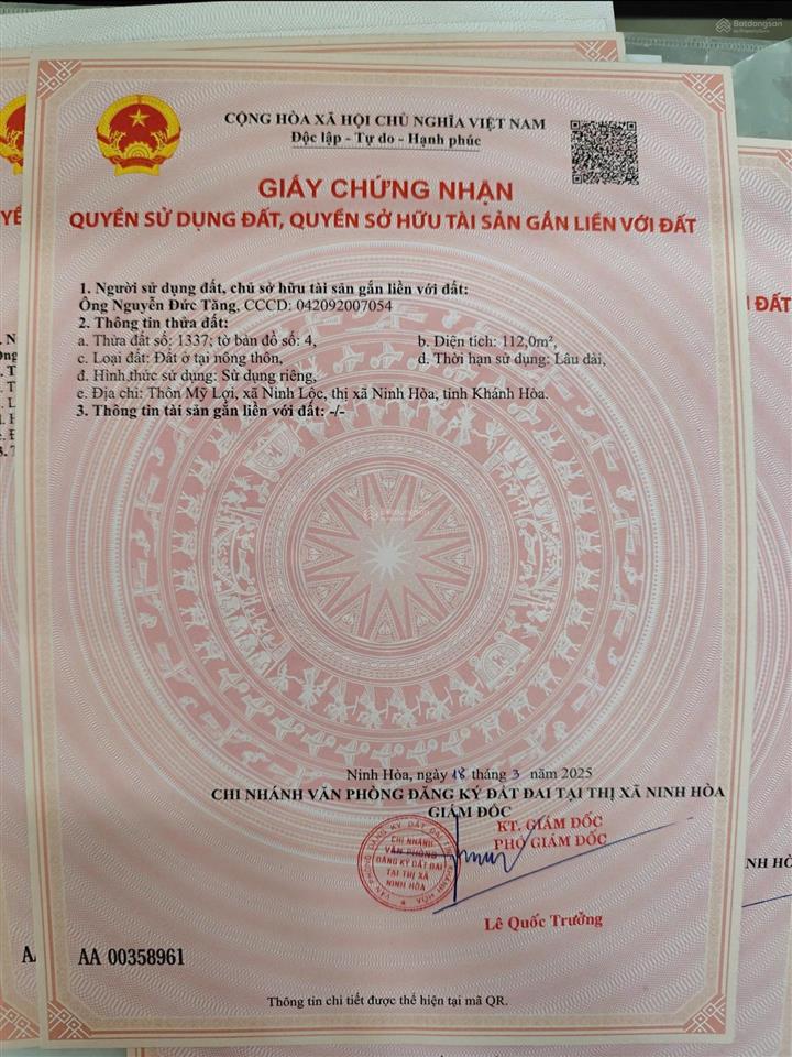 Bán đất gốc 2 mặt tiền ninh lộc ninh hoà. có giá tốt cho khách đầu tư