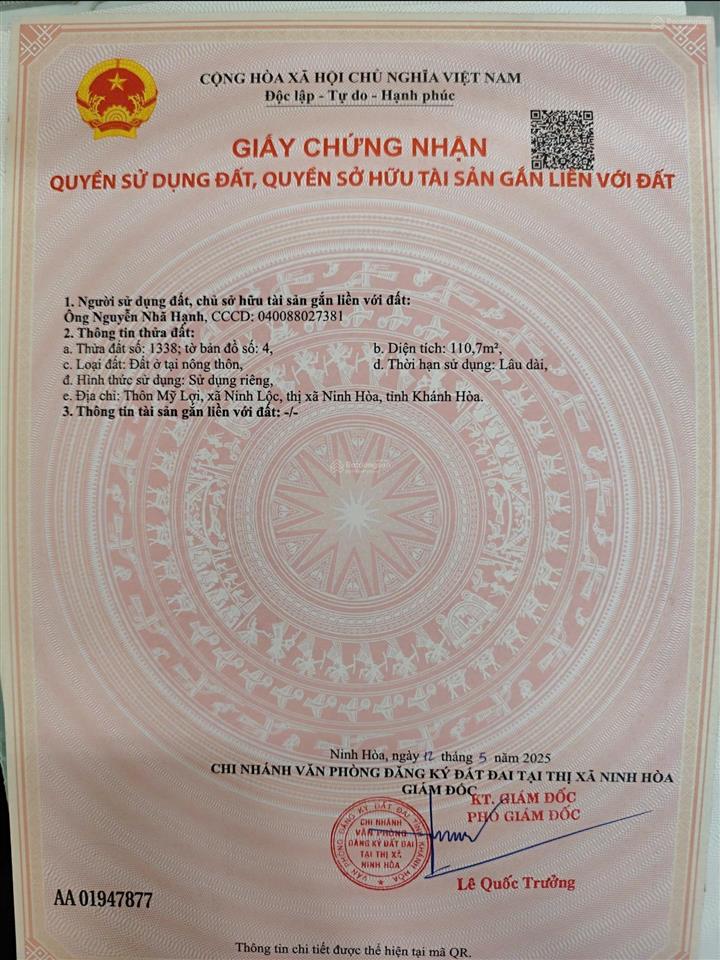 Bán đất gốc 2 mặt tiền ninh lộc ninh hoà. có giá tốt cho khách đầu tư