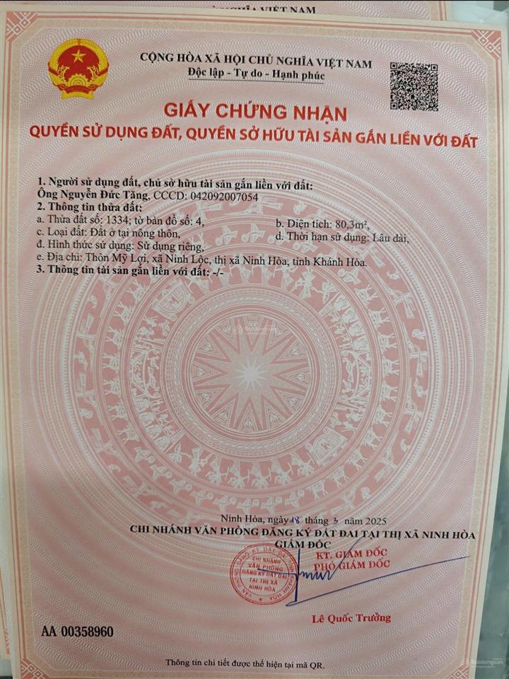 Bán đất gốc 2 mặt tiền ninh lộc ninh hoà. có giá tốt cho khách đầu tư