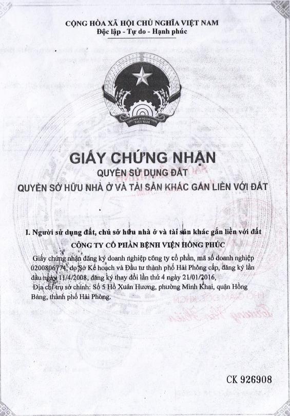 Cần bán bệnh viện hồng phúc diện tích 577.6 m2, giá 37 tỷ