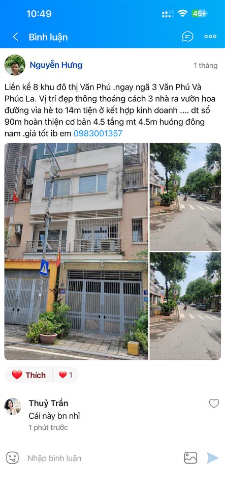 Chỉ cách vườn hoa 3 bước chân liền kề lk8 văn phú giá đầu tư nổi bật tuần