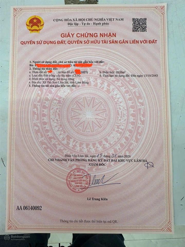 Tôi cần bán gấp đất nhà vườn (cách chợ đinh văn 2km) xã đạ đờn, lâm hà. dt 3014m2, giá 3,6tỷ