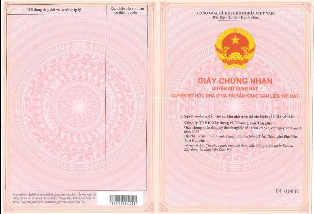 Chính chủ bán lô đất quảng trường vạn xuân  phổ yên