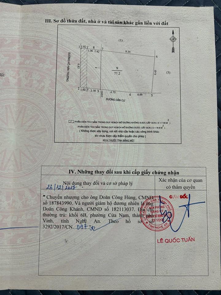 Bán nhà số 18 hồ hán thương , phường cửa nam , tp vinh