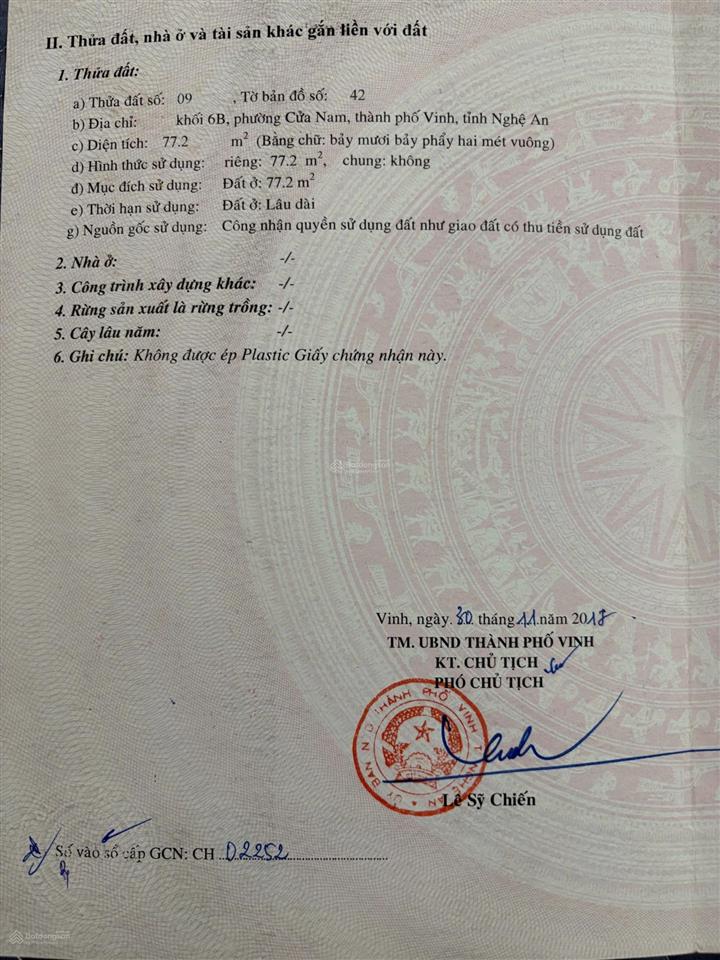 Bán nhà số 18 hồ hán thương , phường cửa nam , tp vinh