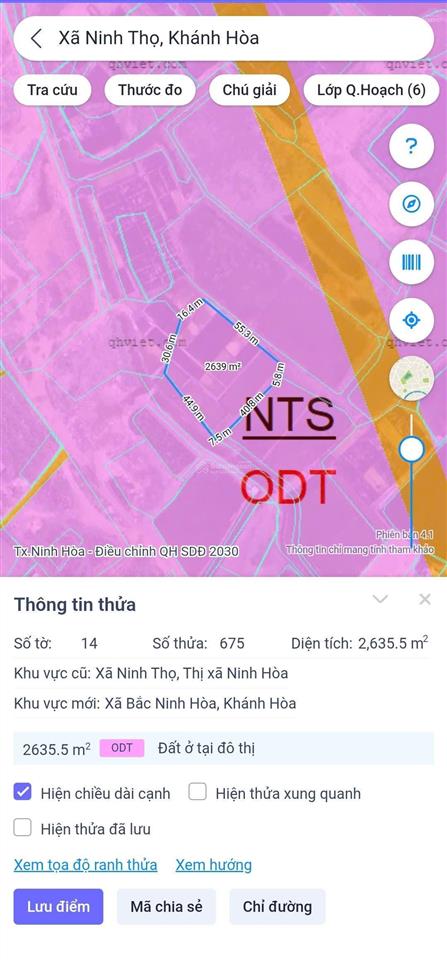 Bán đất mặt tiền 55m, 2635m2 tại ninh thọ, 3,7 tỷ ( 1.4tr/m)