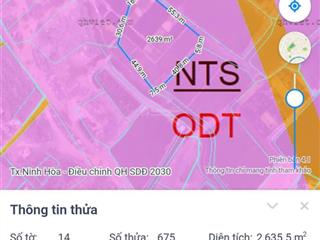 Bán đất mặt tiền 55m, 2635m2 tại ninh thọ, 3,7 tỷ ( 1.4tr/m)