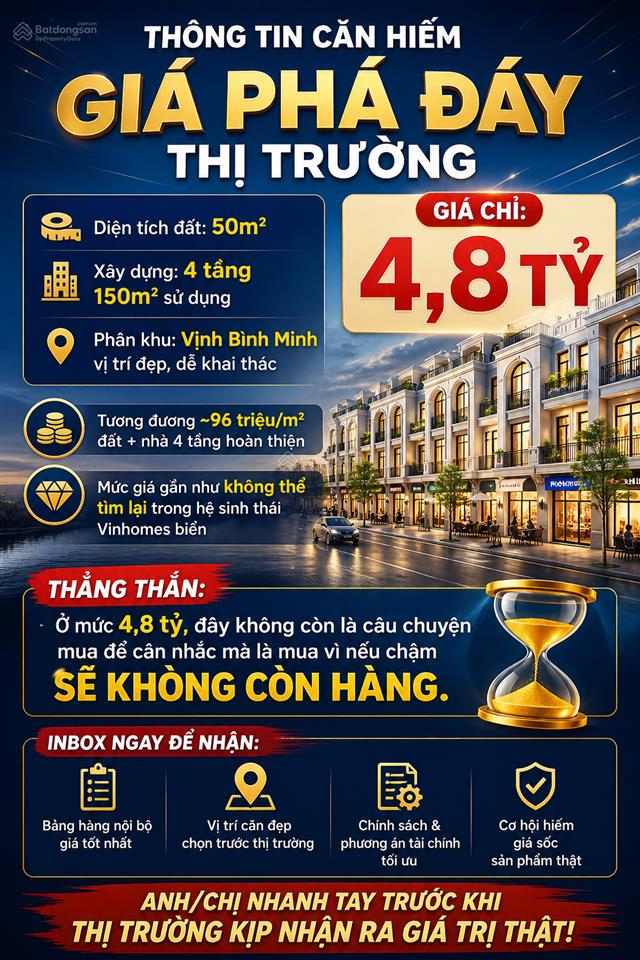 Giá sốc chỉ 4,8 tỷ/căn liền kề 4 tầng| vinhomes hạ long xanh số lượng có hạn