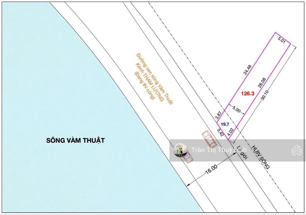 Bán đất mặt tiền sông vàm thuật, ngang 5m vị trí đẹp, đường bờ kênh tham lương bến cát