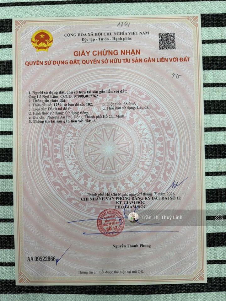 Đất sát cầu sắt  301 vườn lài  ngang 4,3m giá chỉ 5,x tỷ