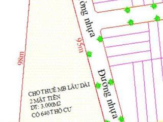 Cho thuê mặt bằng 2 mặt tiền 46mx95m = 3.000m2  góc 2mt  tỉnh lộ 44a  an ngãi  long điền  hcm