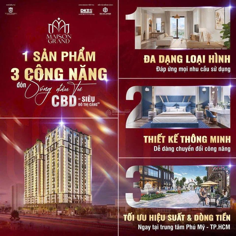 Bán shophouse maison grand phú mỹ 3,3 tỷ tầng đế thương mại, pvcombank hỗ trợ vay
