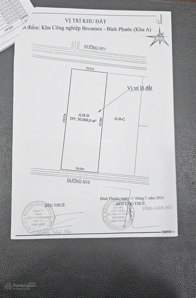 Bán gấp 5 ha đất kcn becamex chơn thành, phù hợp doanh nghiệp fdi và nhà đầu tư cần quỹ đất lớn