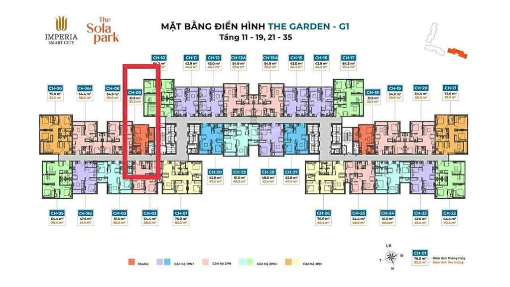 Độc quyền bán căn studio 32m2 giá 2,6tỷ ( bao phí) tầng trung view nội khu