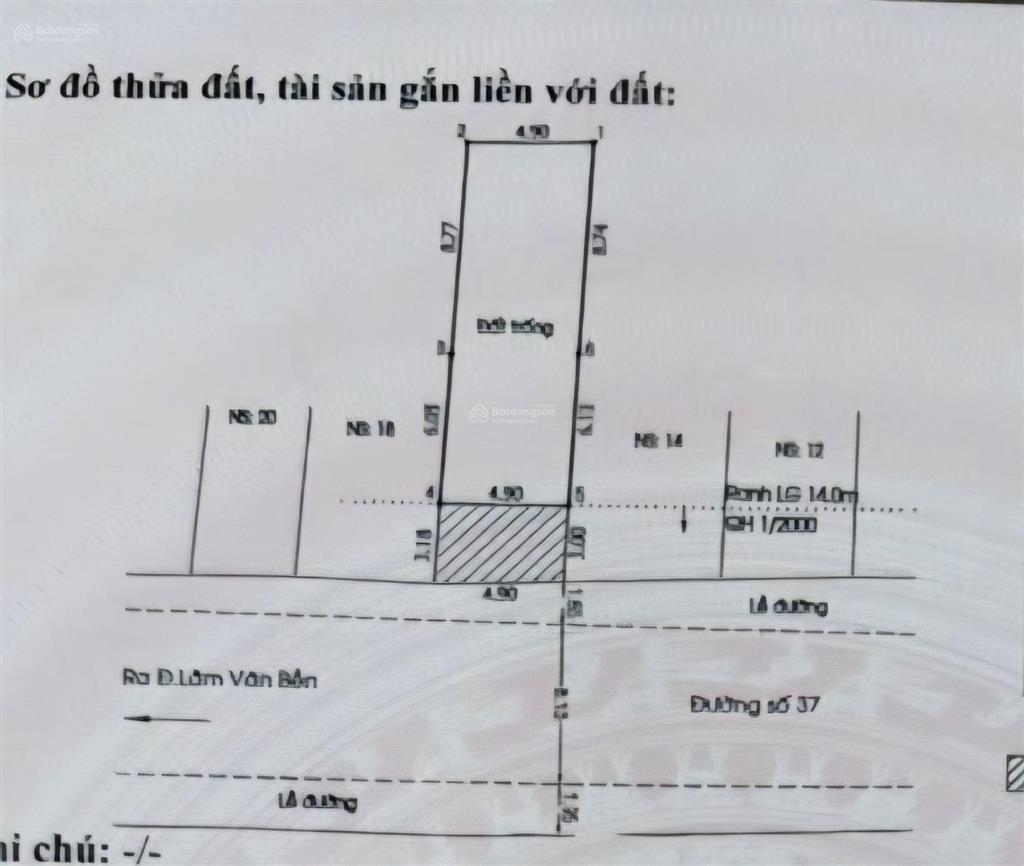 Bán đất tại đường 37, bình thuận, q7, hcm giá 14,8 tỷ, 95 m2