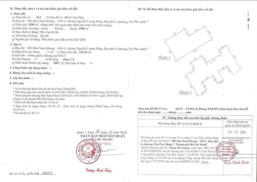 Bán shop số 280 nguyễn lương bằng, khu nam khang, pmh q7, giá 23.5 tỷ 192m2, 2 tầng, hướng đb & tn
