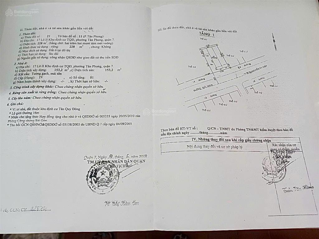 Bán đất tại 184 đường 40 khu tân quy đông, phường tân hưng, quận 7, 35 tỷ, 228 m2