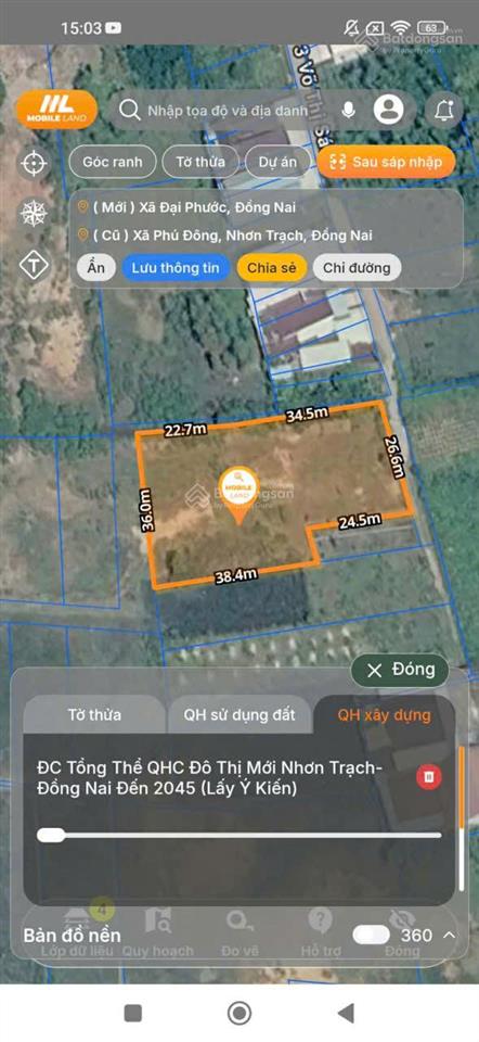 Bán đất nhơn trạch tờ 26 thửa 627 diện tích 1.876m2, giá 13 triệu/m2