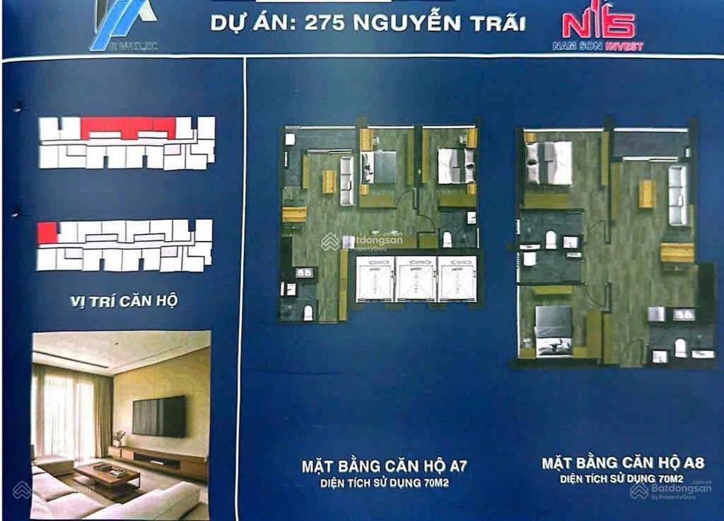 Căn thương mại dự án 275 nguyễn trãi  bca, giá 4.89 tỷ, dtich 70m2, tầng trung, view thoáng