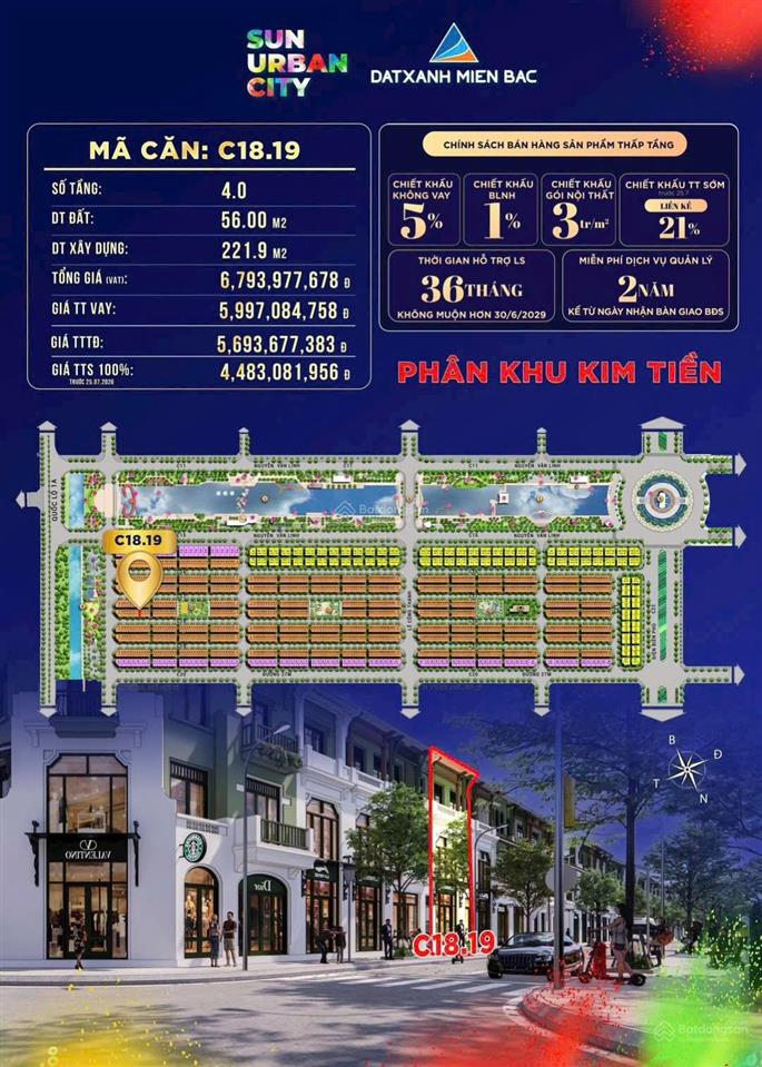Bán liền kề giá tốt thị trường dự án sun urban city, chỉ 4,x tỷ/ căn 221m2 sử dụng!