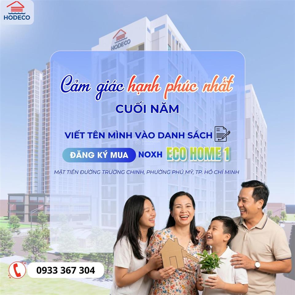 Bán căn hộ noxh eco home 1, diện tích 60m2, 2pn, 1wc, giỏ hàng cđt tại trường chinh, phú mỹ