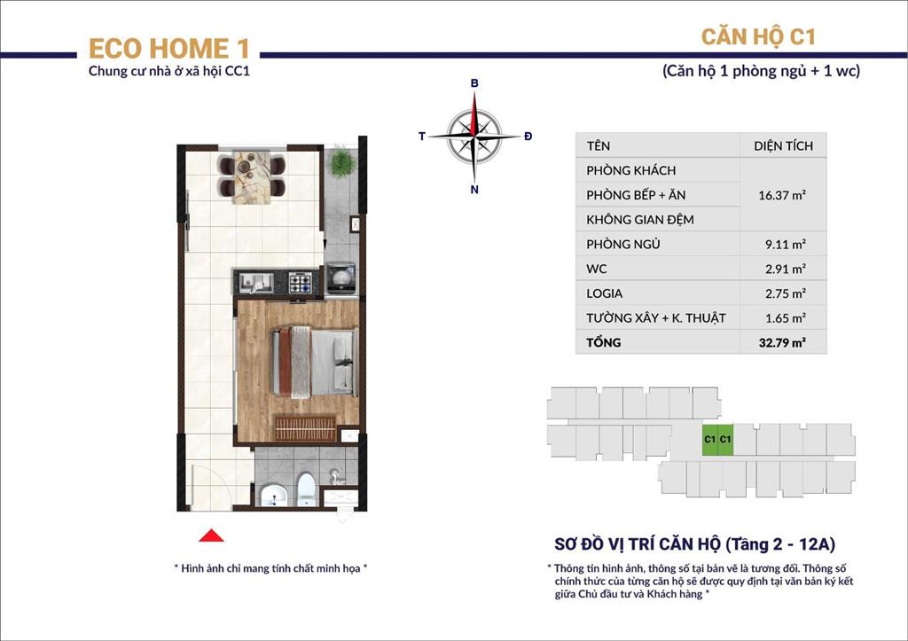 Bán căn hộ noxh eco home 1, diện tích 60m2, 2pn, 1wc, giỏ hàng cđt tại trường chinh, phú mỹ