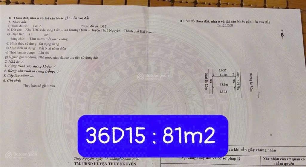 Bán đất bắc sông cấm tái định cư khu d cận kề trung tâm hành chính.