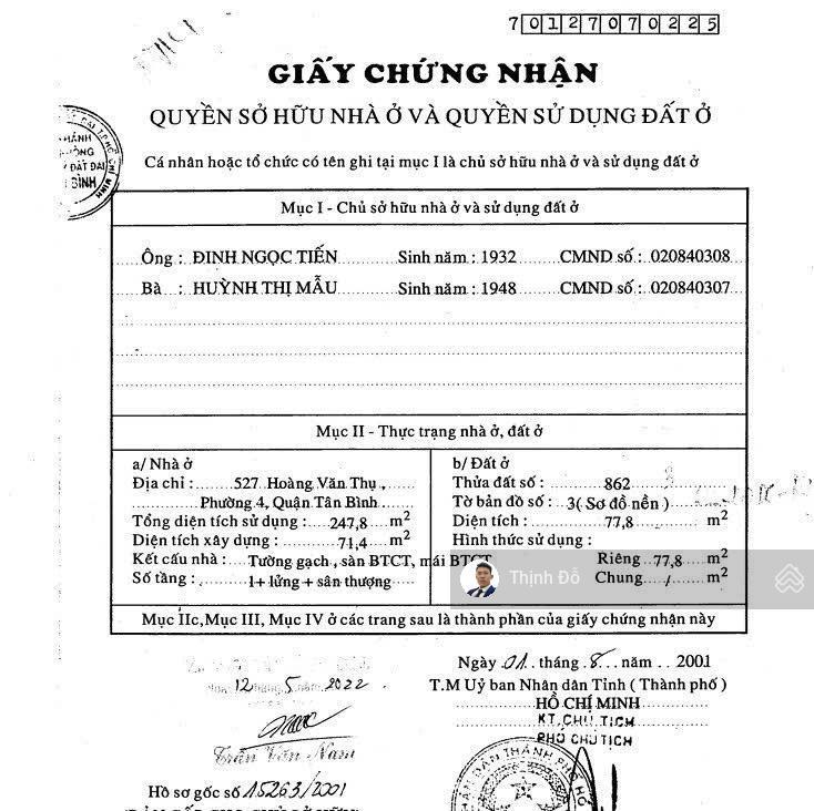 Bán tòa nhà 4 tầng mặt tiền 527 hoàng văn thụ, tân bình, sẵn hdt 70tr/tháng giá bán chỉ 17 tỷ