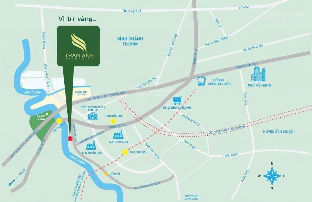 Nhà phố view sông trung tâm bến lức giá rẻ nhất khu vực chỉ 1,75 tỷ