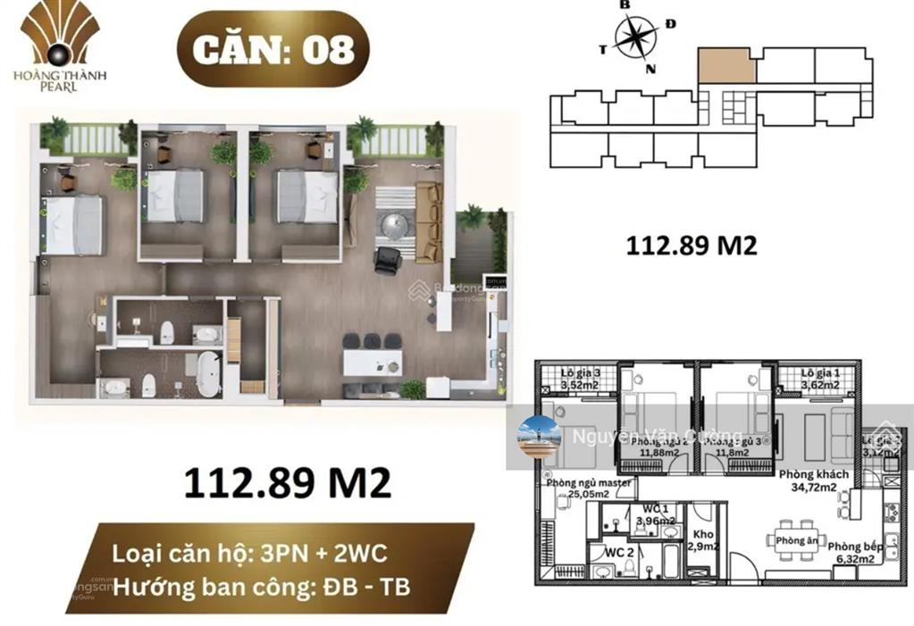 Em bán căn góc 2 ngủ 2vs, chung cư cao cấp hoàng thành pearl  nam từ liêm.  0818 340 ***
