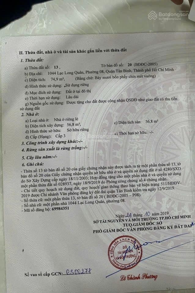 Mặt tiền lạc long quân [75m2 x 8 tầng] thang máy  hđ thuê 65tr