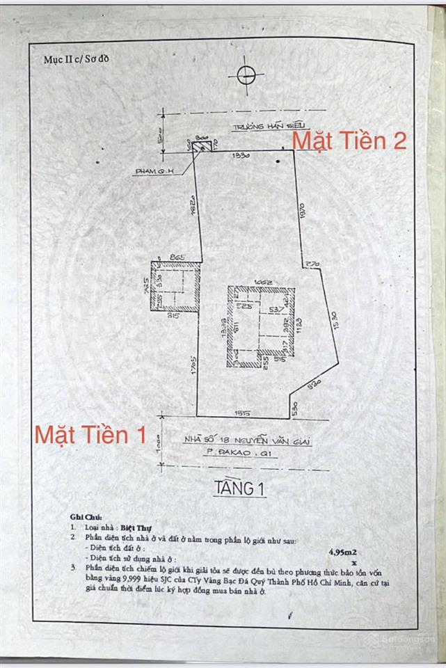 876m2 đất 2 mặt tiền đa kao quận 1  15m x 55m
