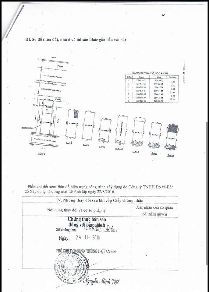 Bán toà building 123 cộng hoà  2 mặt tiền  2 hầm 11 tầng ~ 3000m2 sàn