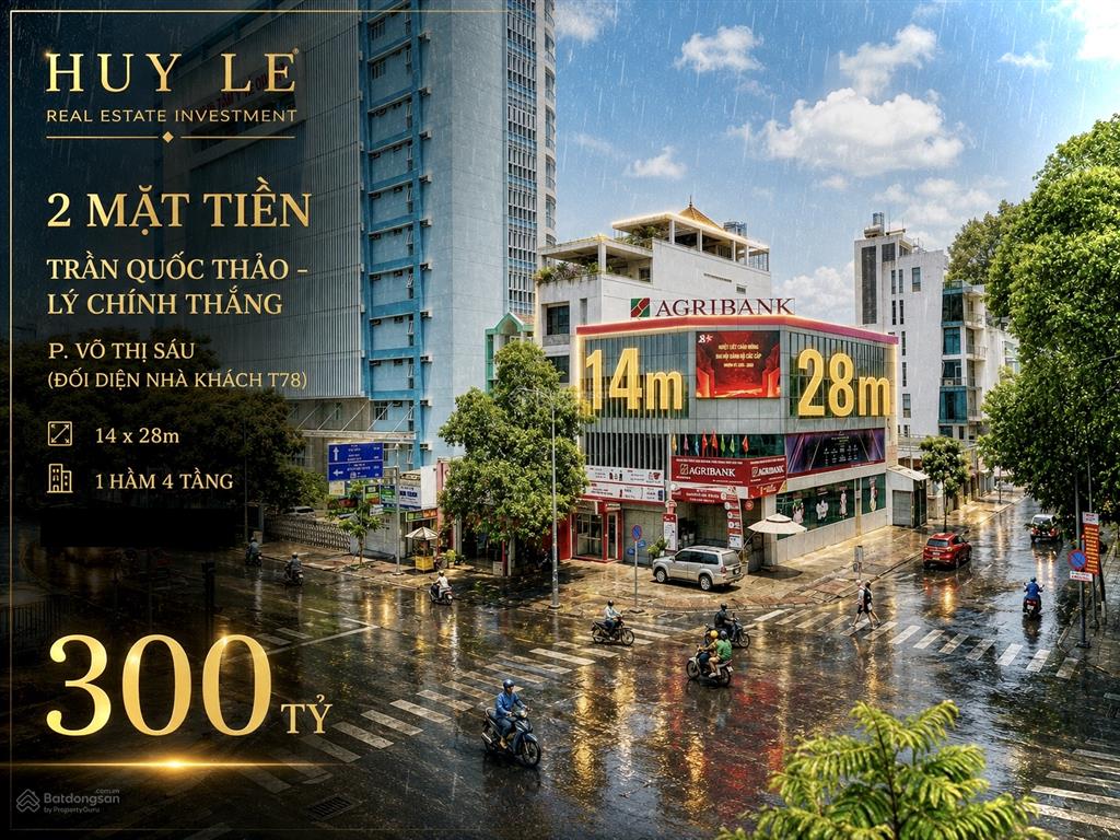 Bán tòa 2 mặt tiền 112 trần quốc thảo  lý chính thắng (14 x 28m, 412m2)