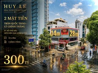 Bán tòa 2 mặt tiền 112 trần quốc thảo  lý chính thắng (14 x 28  412m2)