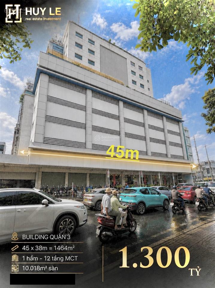 Building 180182 lý chính thắng  mặt tiền 45m [hầm, 12 tầng, 10.018m2 sàn] (ký độc quyền)