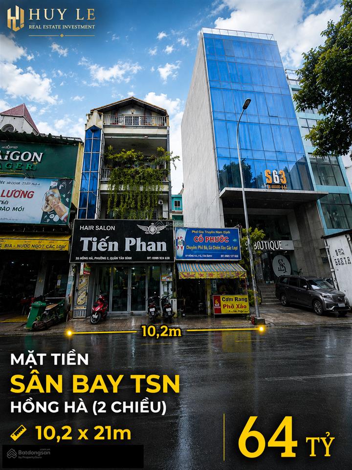 10,2 x 21m  đất mặt tiền hồng hà (đường 2 chiều) sân bay tân sơn nhất