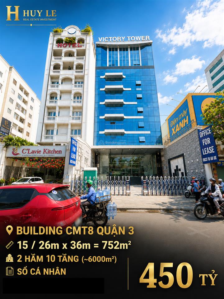 Bán tòa building 2 hầm 10 tầng, 3 thang máy ~ 6000m2 sàn (hoàn thiện 2025)