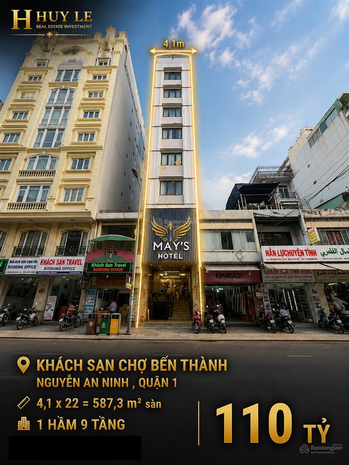 Trực diện cửa chợ bến thành khách sạn nguyễn an ninh 1 hầm 9 tầng