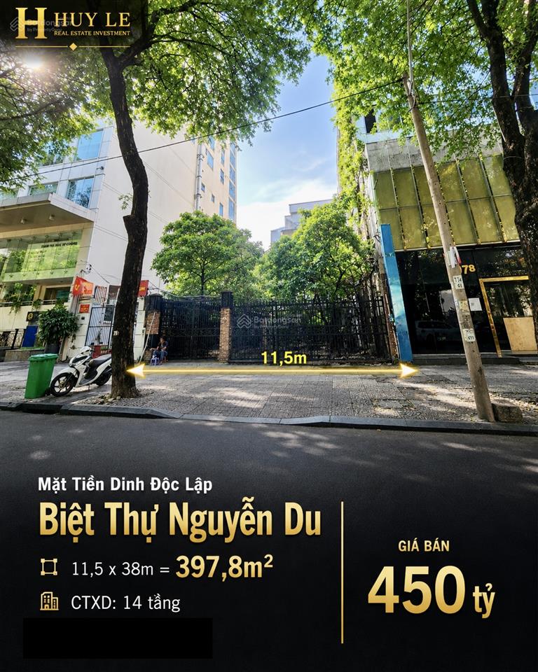 Mặt tiền đối diện dinh độc lập  [11,5m x 35m] phường bến thành, quận 1