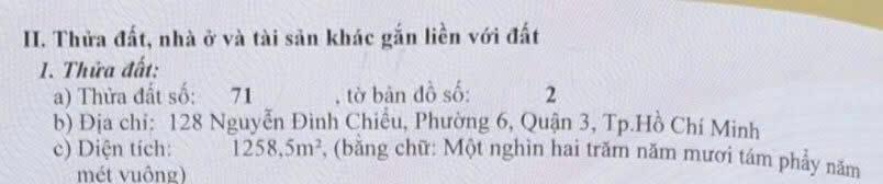 Mặt tiền 128 nguyễn đình chiểu  phạm ngọc thạch [ 28m x 46m ] cn 1258,5m2 (odt)