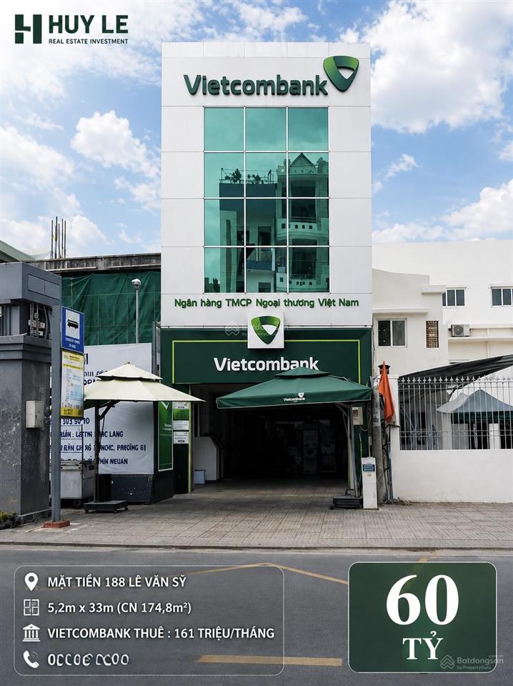[5,2 x 33 = 174,8] mặt tiền 188b lê văn sỹ (nhà vietcombank)