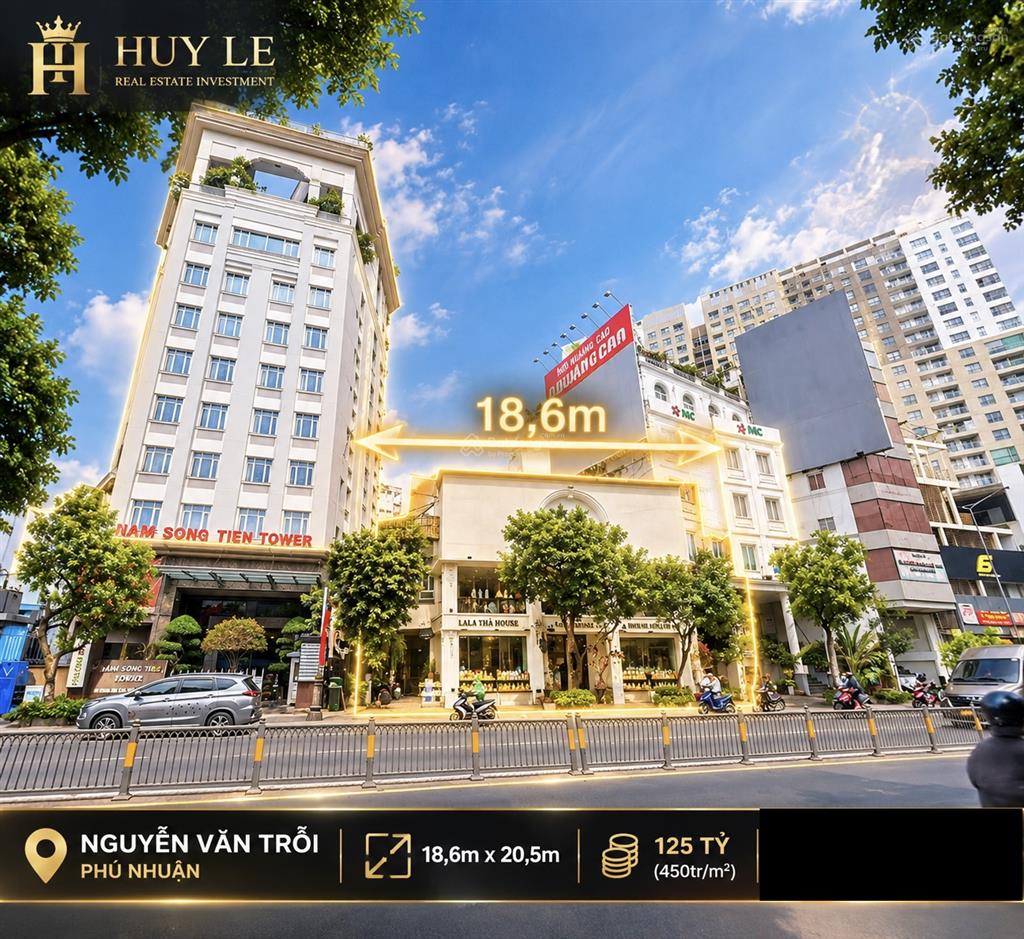 Mặt tiền nguyễn văn trỗi 276m2  ngang lớn đẹp 18,6m (450tr/m2)