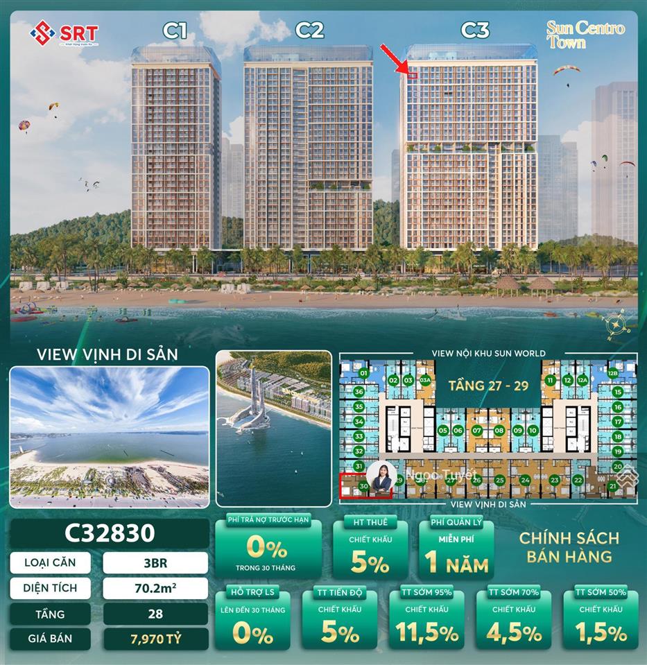 Suất ngoại giao tầng cao view thẳng biển căn studio đẹp thoáng, đẳng cấp.  0397 390 ***
