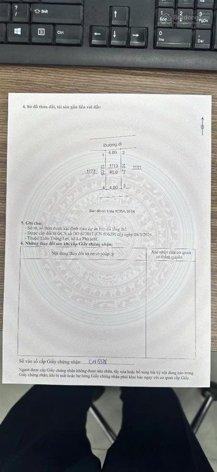 Bán đất tại la phù, 5,4 tỷ, 40m², sổ đỏ, mặt tiền 4m (ctl) vuông, ko qh