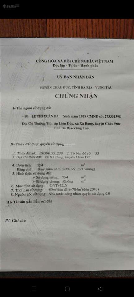 Bán đất tại láng lớn  xà bang, 3,9 tỷ, 829,7 m2, giá tốt chính chủ