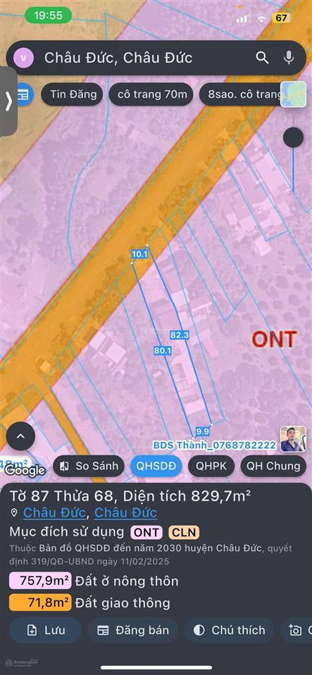 Bán đất tại láng lớn  xà bang, 3,9 tỷ, 829,7 m2, giá tốt chính chủ
