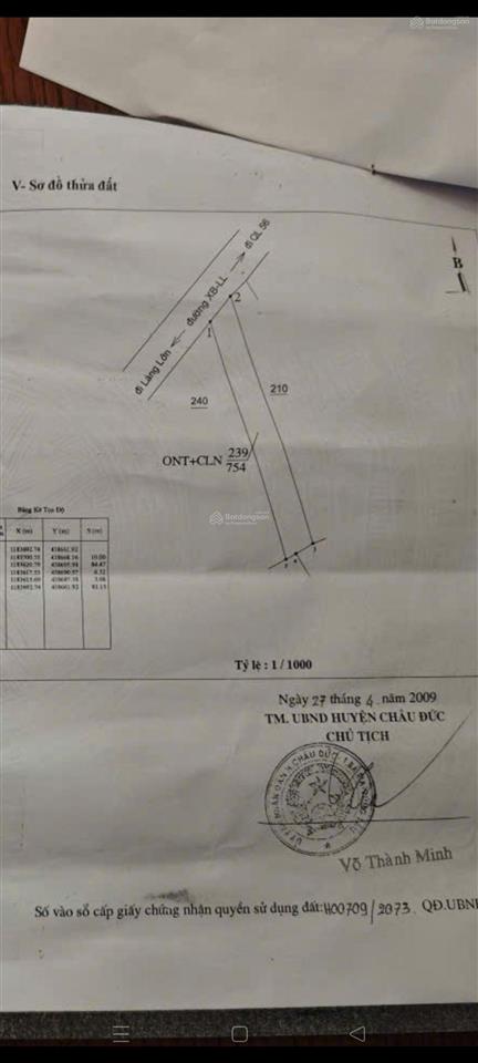 Bán đất tại láng lớn  xà bang, 3,9 tỷ, 829,7 m2, giá tốt chính chủ