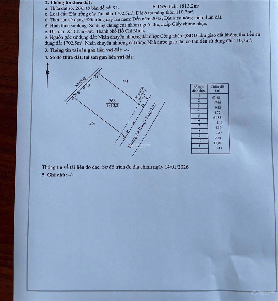 Bán đất ở láng lớn, 4 triệu / m2, 4439 m2, đất nền đẹp tại xã xà bang, huyện châu đức